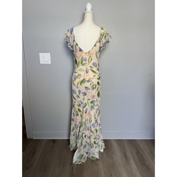 New Revolve ASTR Wisteria Dress Chiffon Maxi Dress Floral Size Large - Picture 4 of 5
